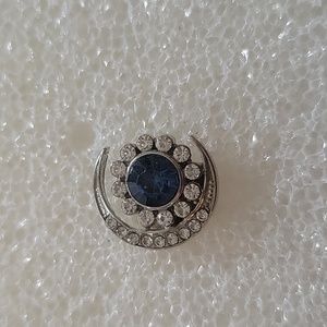 Moon Blue and Rhinestone Ginger Snap Button 18MM
